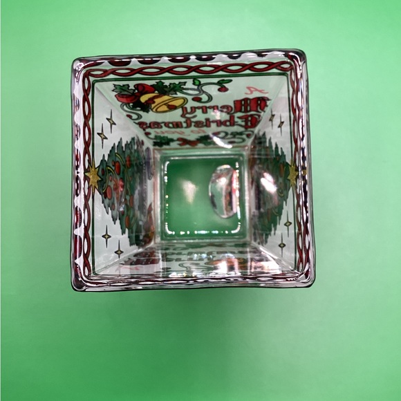 Amia Petite Votive, Hand-Painted Glass with Colorful Merry Christmas Design - Picture 2 of 7